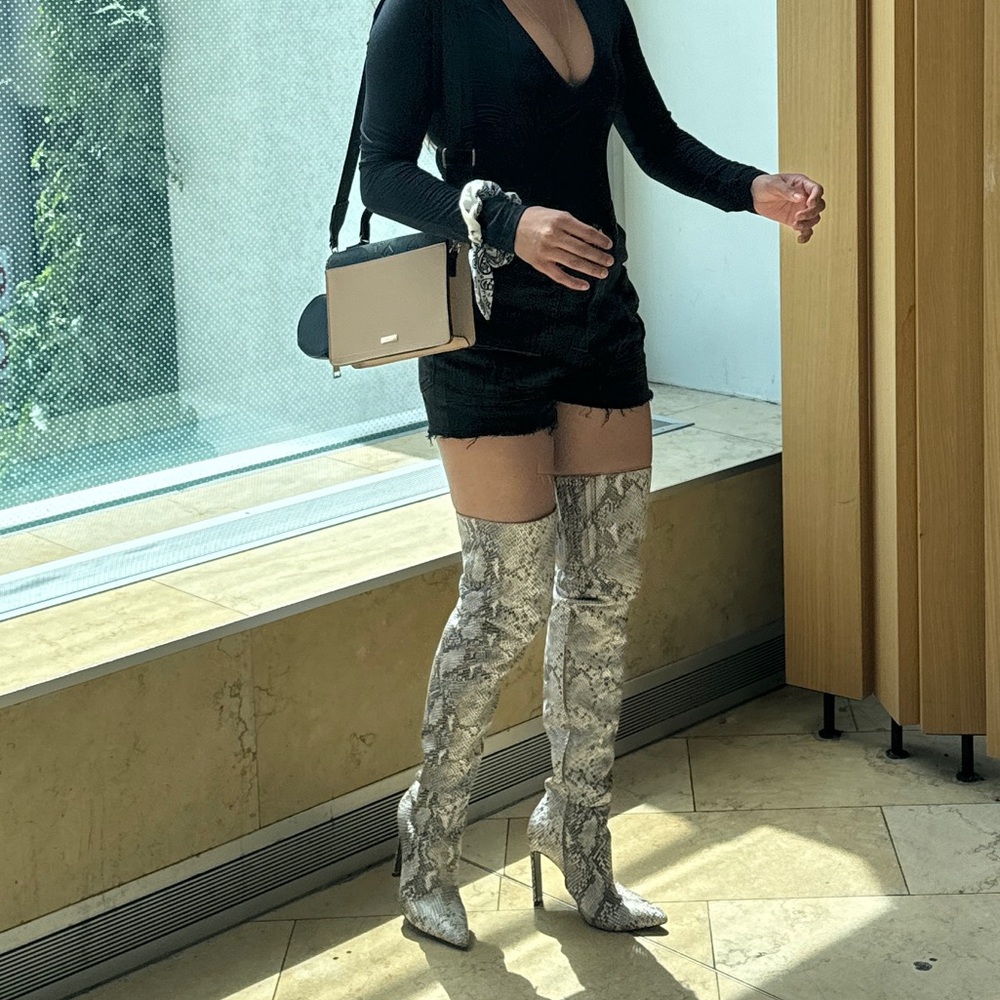 House of CB Snake Print Over the Knee Boots - Picture 15 of 15